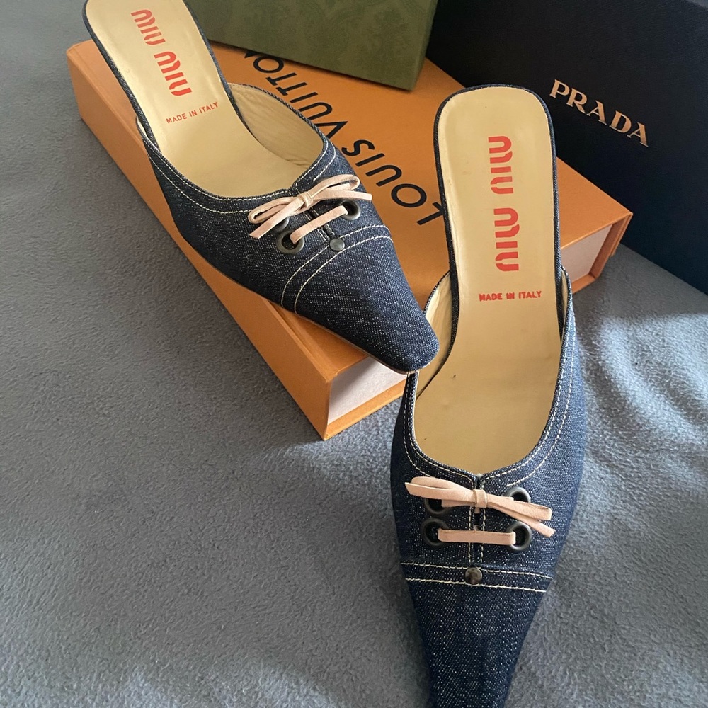 Miu Miu Slip On Mules Kitten Heel